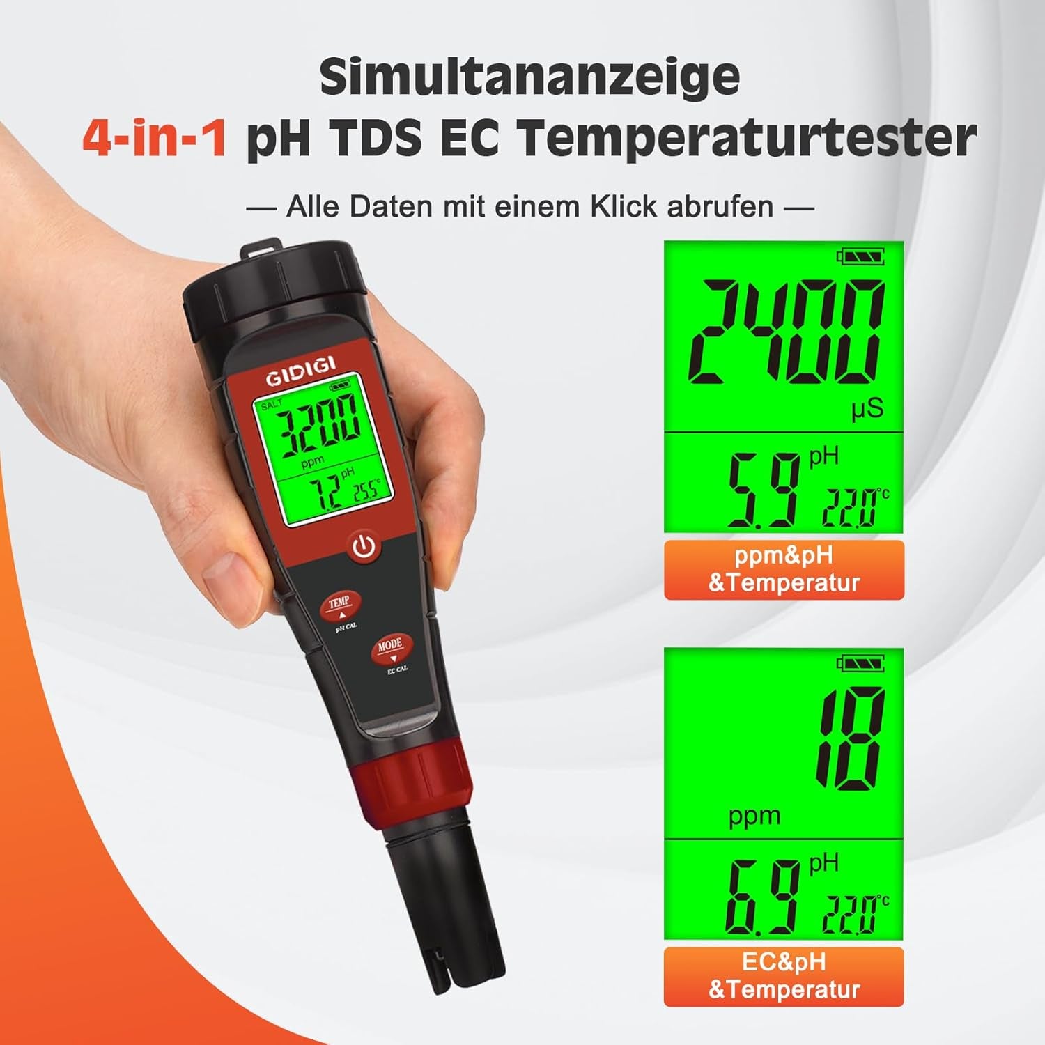 pH-metru pentru apă hidroponică, tester digital de pH pentru apă, tester TDS, test EC PPM pentru nutrienți ai plantelor, conductivitate 4 în 1, stilou pH pentru apă potabilă, DWC, plante de apartament