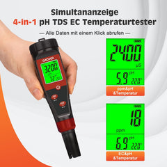 pH-metru pentru apă hidroponică, tester digital de pH pentru apă, tester TDS, test EC PPM pentru nutrienți ai plantelor, conductivitate 4 în 1, stilou pH pentru apă potabilă, DWC, plante de apartament