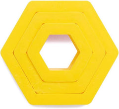 Decorare, Set de forme hexagonale pentru biscuiți, plastic, galben, 1,5/2,5/3,5 x 2,2 cm (pachet de 3)