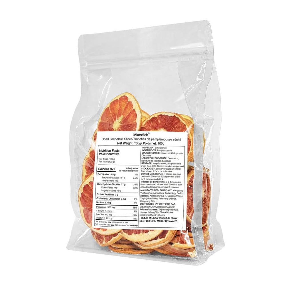 Felii de grapefruit uscate, grapefruit deshidratat, umplere vază, decorațiuni de Crăciun, felii de grapefruit roșu, felii de fructe uscate pentru ceai, fără zahăr adăugat (100g (1 pachet)) Produse deshidratate Naty Shop