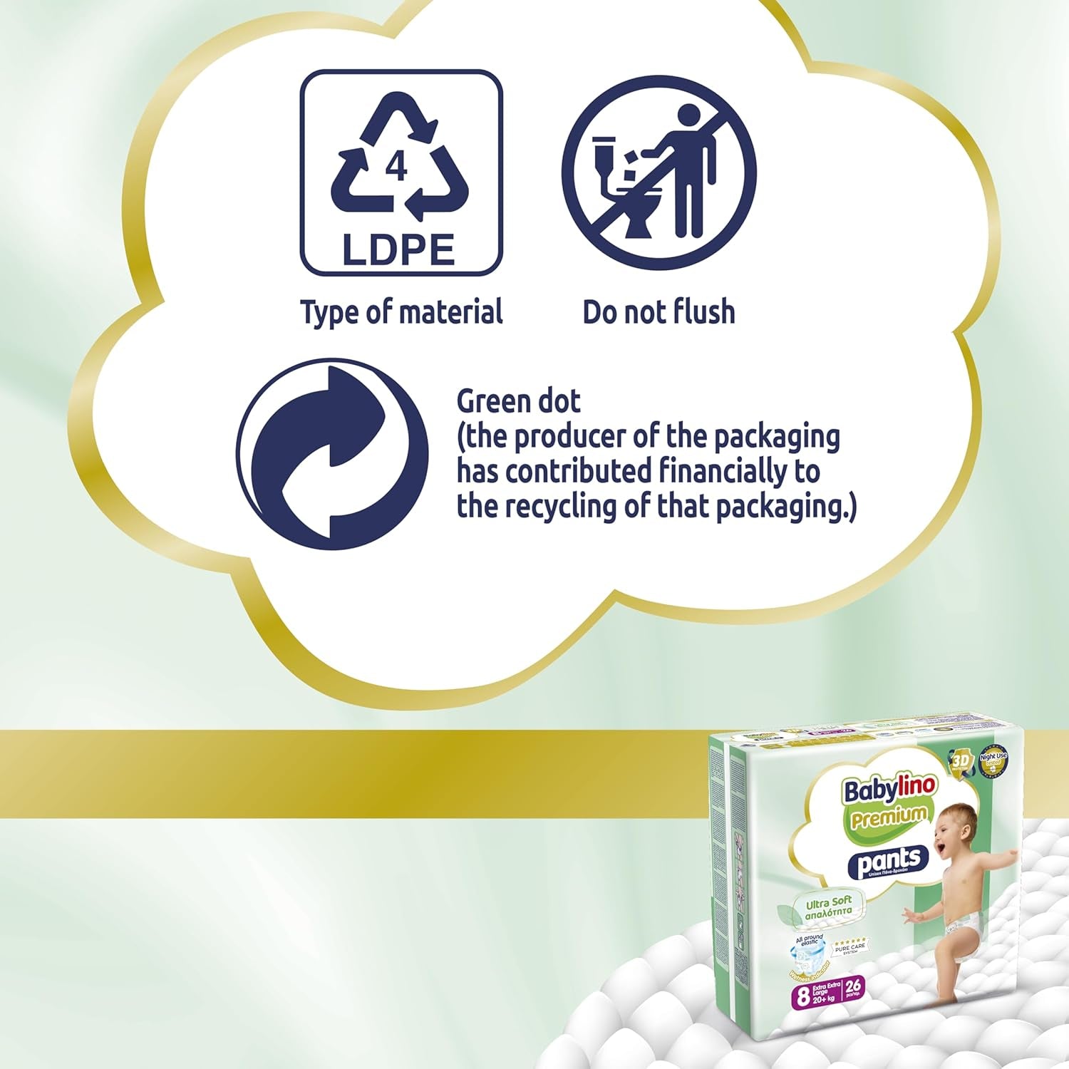 Pantaloni Premium Mărimea 8 cu Filtru Ultra-Moale, XXL (20+ kg), 104 bucăți