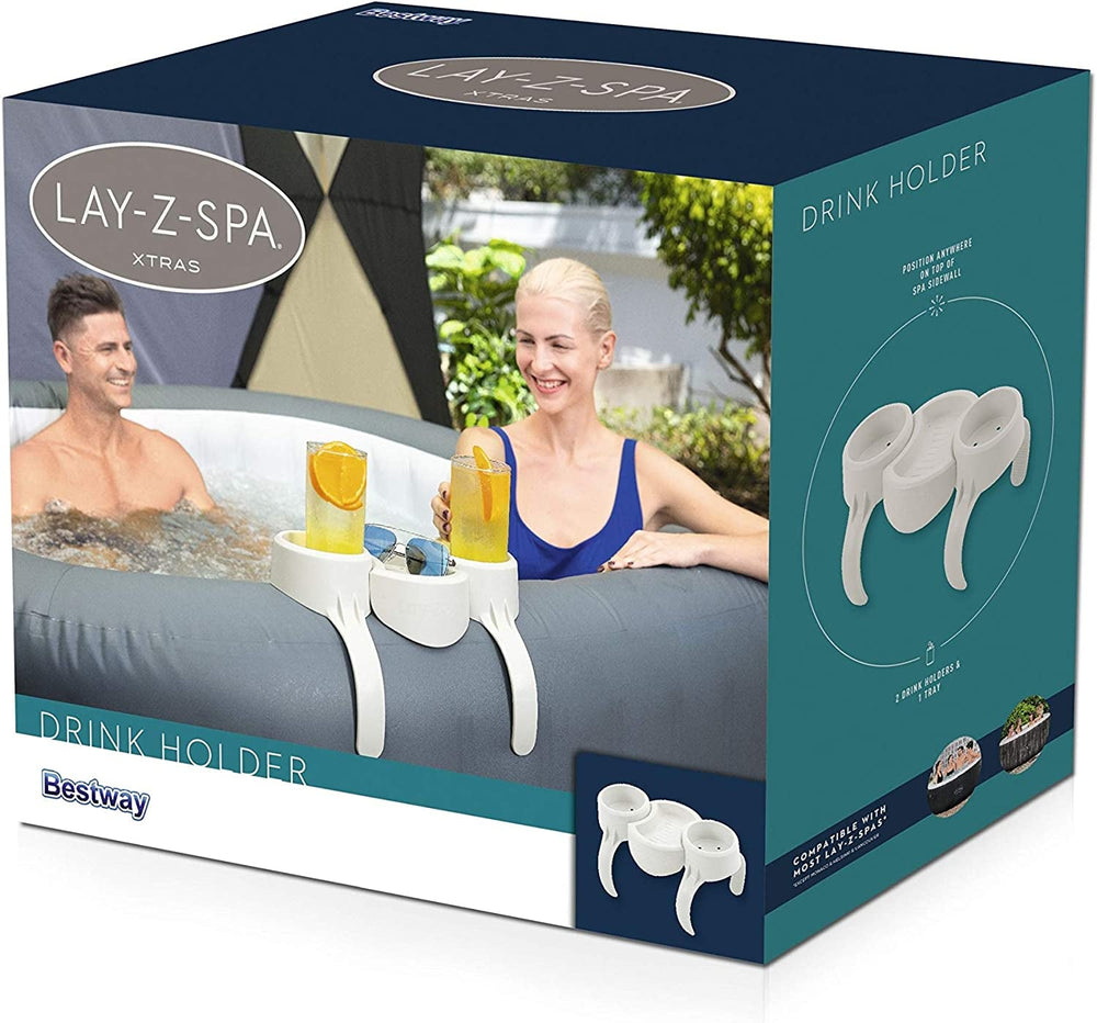 Aspirator fără fir Lay-Z-SPA Xtras pentru piscină și jacuzzi 150 x 16,8 x 9,6 cm și suport pentru băuturi Lay-Z-SPA, set 35 x 2,32 x 20,5 cm, alb