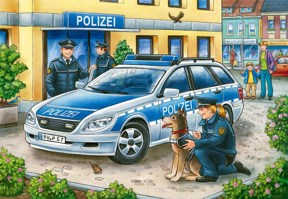 Ravensburger Puzzle pentru copii - 07574 Poliția și pompierii - Puzzle pentru copii de la 3 ani, cu 2X12 piese Puzzle Naty Shop
