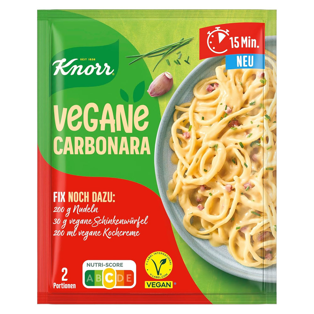 Knorr Fix Vegane Carbonara für eine leckere vegane Pasta ohne geschmacksverstärkende Zusatzstoffe 2 Portionen