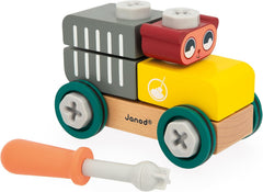 Janod - Mein erstes Konstruktionsspiel - Bären-Bastelauto - 25 Elemente - Rollenspiel - Fördert Geschicklichkeit & Kreativität - Ab 24 Monaten - J06458