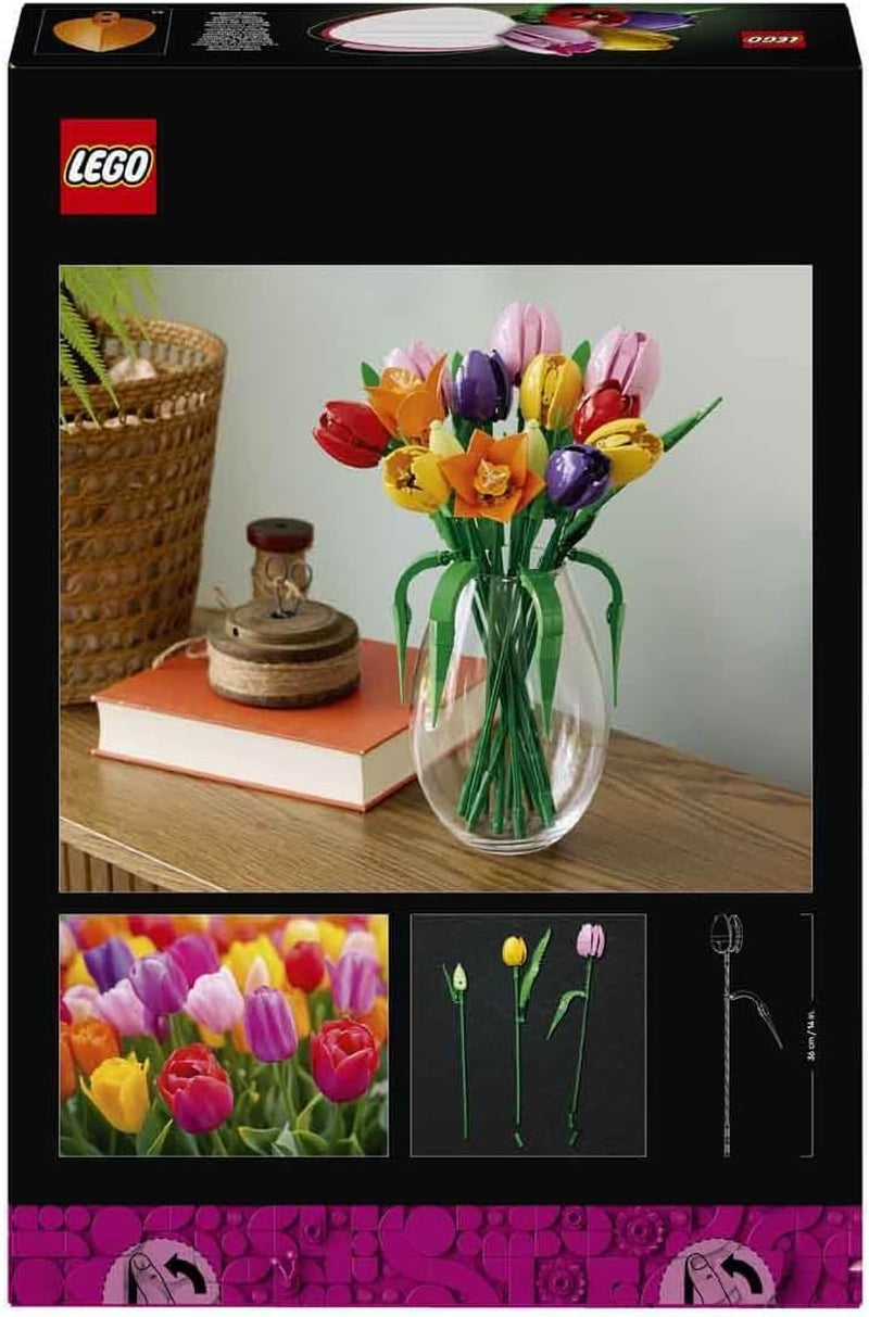 LEGO Botanicals Tulpenstrauß - Set mit Kunstblumen für Erwachsene - mit 14 künstlichen Tulpen in 5 Farben als DIY Deko - Geschenkidee zum Muttertag - 11501