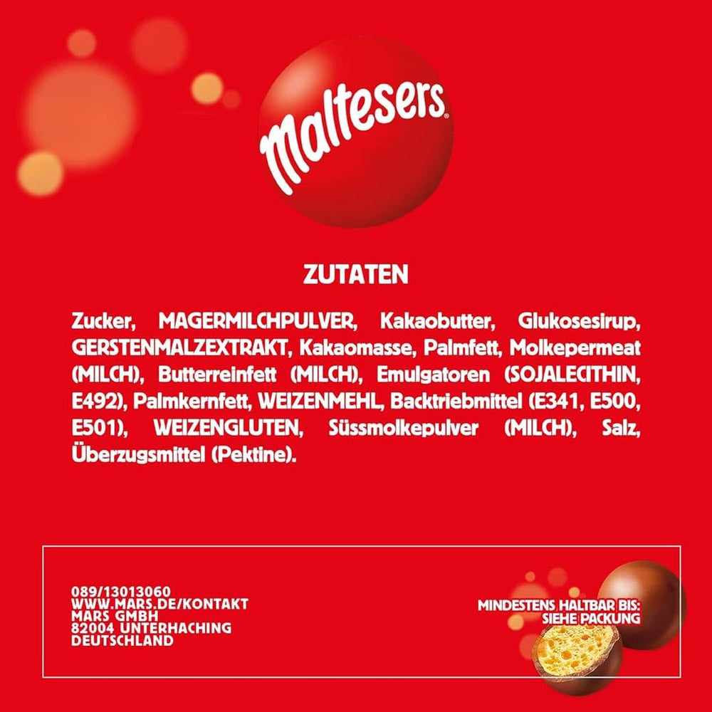 Bile de ciocolată Maltesers cu un centru crocant și ușor, aerat, gustare de ciocolată, 1 pachet (1 x 175g)
