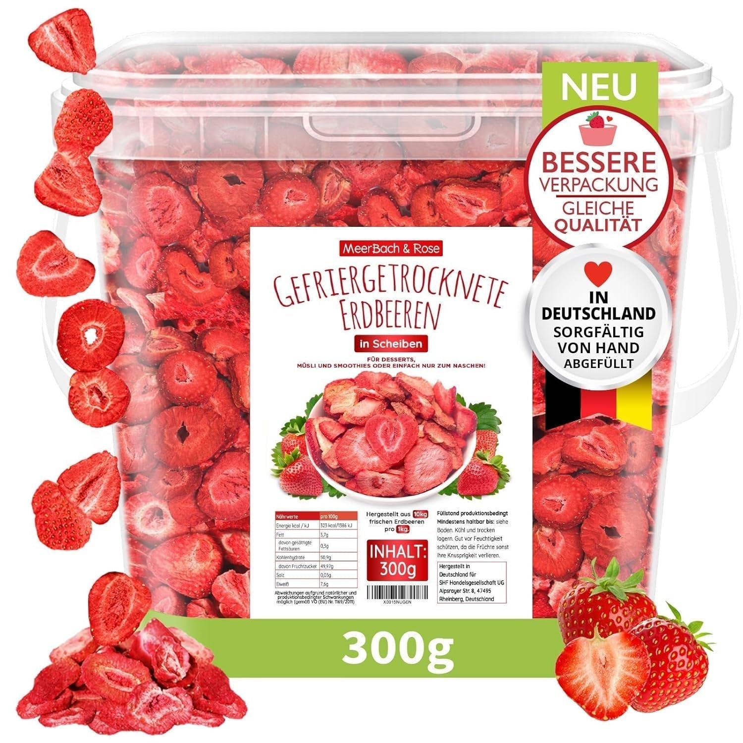FREEZE-DRIED STRAWBERRIES 300g, fructe fructate liofilizate în felii, fără aditivi, fabricate în Germania Produse deshidratate Naty Shop Titlu implicit