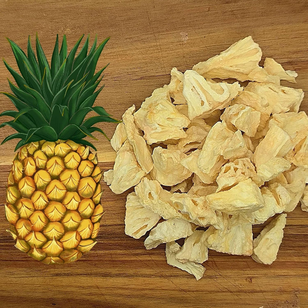 Fructe liofilizate | Ananas 100% pur Fructe liofilizate Ananas liofilizat | Fructe liofilizate fără zahăr adăugat | Ananas liofilizat crocant - aromat - delicios ZingyZoo Produse deshidratate Naty Shop