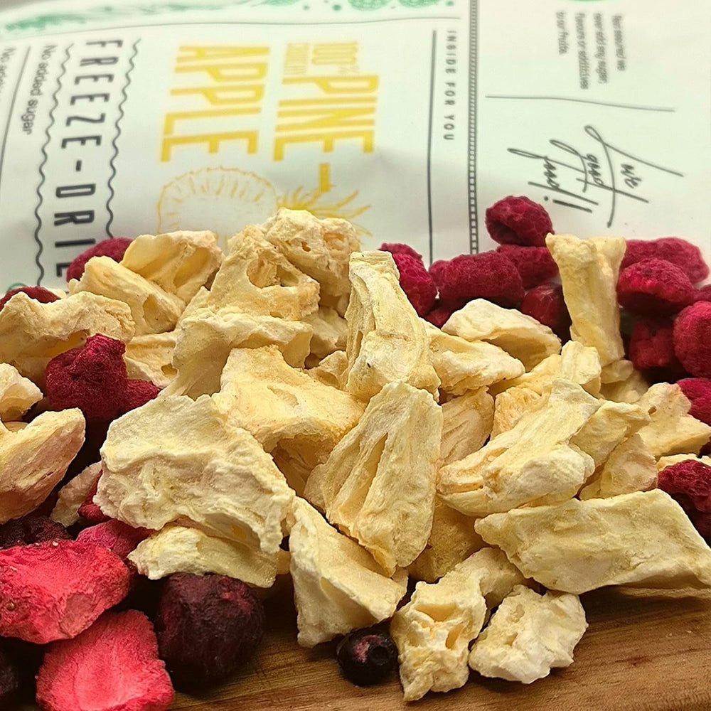 Fructe liofilizate | Ananas 100% pur Fructe liofilizate Ananas liofilizat | Fructe liofilizate fără zahăr adăugat | Ananas liofilizat crocant - aromat - delicios ZingyZoo Produse deshidratate Naty Shop