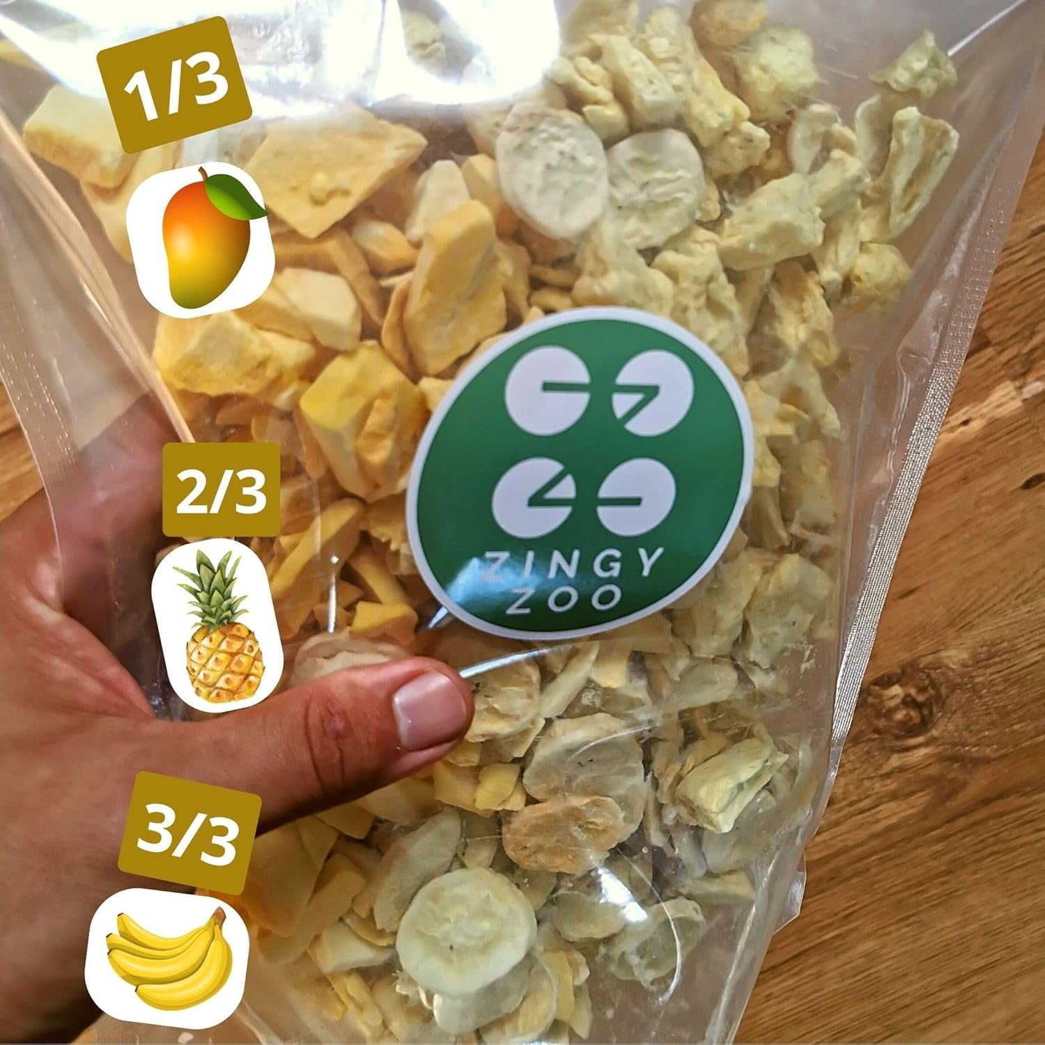 Fructe liofilizate Mix de fructe tropicale | XL 350g Ananas liofilizat Mango Banană Mix de fructe liofilizate | Fructe liofilizate Ananas Banană Mango Mix de fructe uscate | ZingyZoo Produse deshidratate Naty Shop