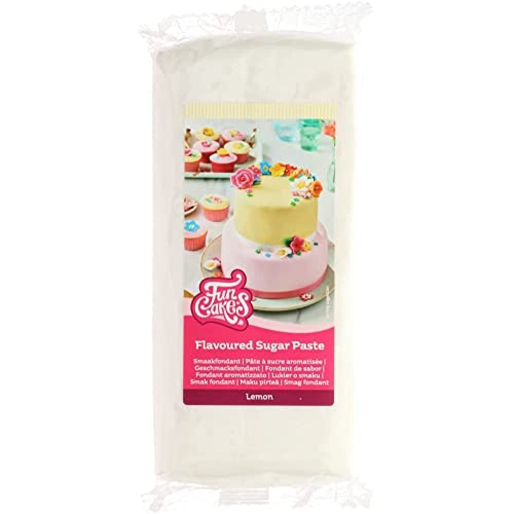 FunCakes Fondant cu aromă de lămâie: Gust delicios, textură fină, ușor de întins, fondant rulat, perfect pentru prăjituri, cupcakes și biscuiți. Halal, kosher și fără gluten. 250 g (pachet de 3) Pasta de zahar Naty Shop 1 kg Lămâie