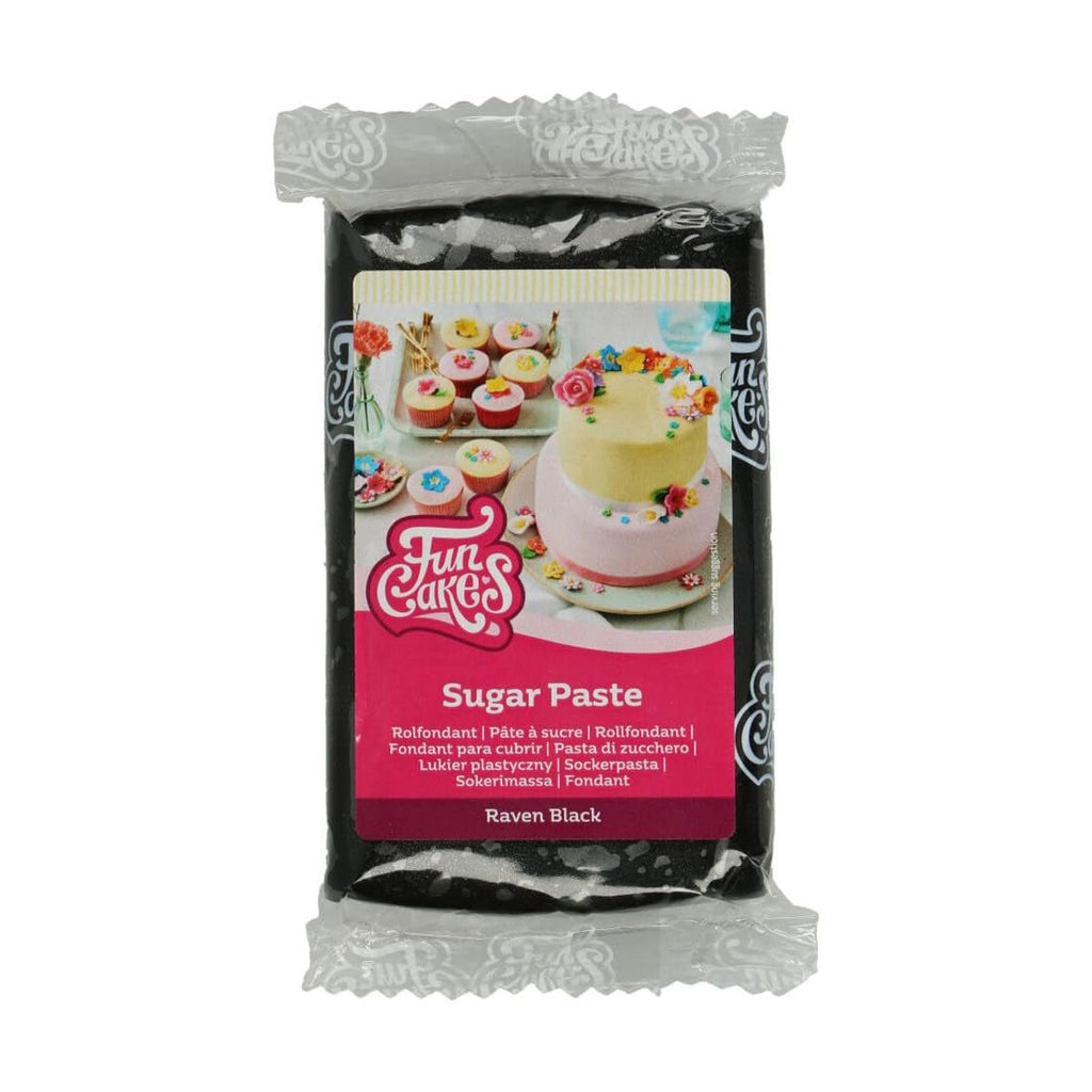 FunCakes Raven Fondant negru rulat: ușor de utilizat, neted, flexibil, moale și flexibil, perfect pentru decorarea prăjiturilor, halal, kosher și fără gluten, 250 g Pasta de zahar Naty Shop Default Title