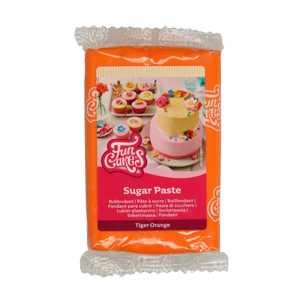 FunCakes Tiger Orange Fondant laminat: ușor de utilizat, neted, flexibil, moale și pliabil, perfect pentru decorarea prăjiturilor, halal, kosher și fără gluten, 250 g Pasta de zahar Naty Shop Default Title