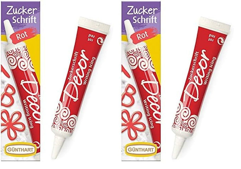Günthart BackDecor 25 gr litere de zahăr ALB pentru orice desert în culoare albă din zahăr pentru litere și modele frumoase, 1 pachet (25 gr) Pasta de zahar Naty Shop 25 G (pachet de 2) Font zahăr roșu