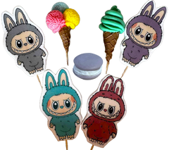 Set decoratiuni comestibile, Labubu Decoratiuni din Pasta de Zahar Nati Shop