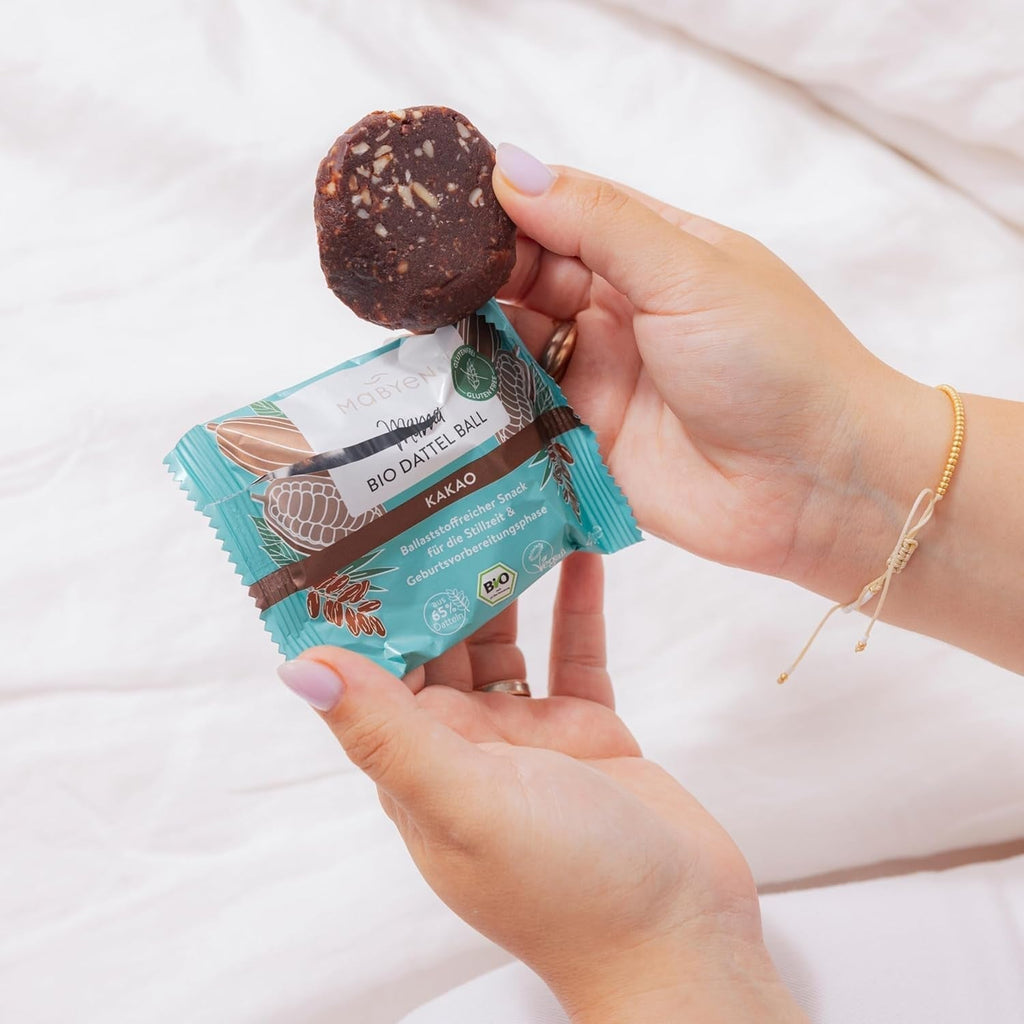 MABYEN Energy Balls Date Organic 20 buc. | Date Balls - Gustări sănătoase fără zahăr pentru sarcină și alăptare - Baton proteic cu fructe uscate - Cu aromă de cacao Produse deshidratate Naty Shop