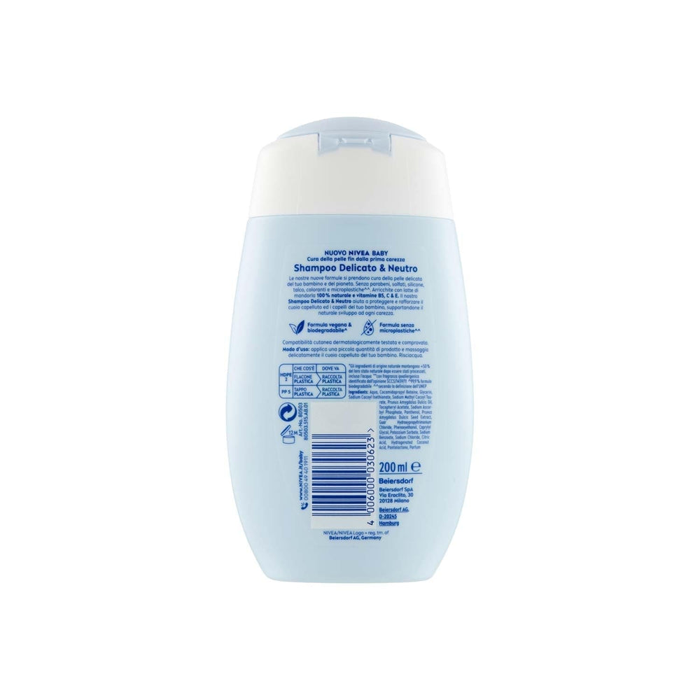 NIVEA BABY Gentle & Neutral Shampoo 200 ml - Cu protecție împotriva lacrimilor, fără sulfați, pentru un păr moale și fără încurcături Copii - Baie si Skincare Naty Shop