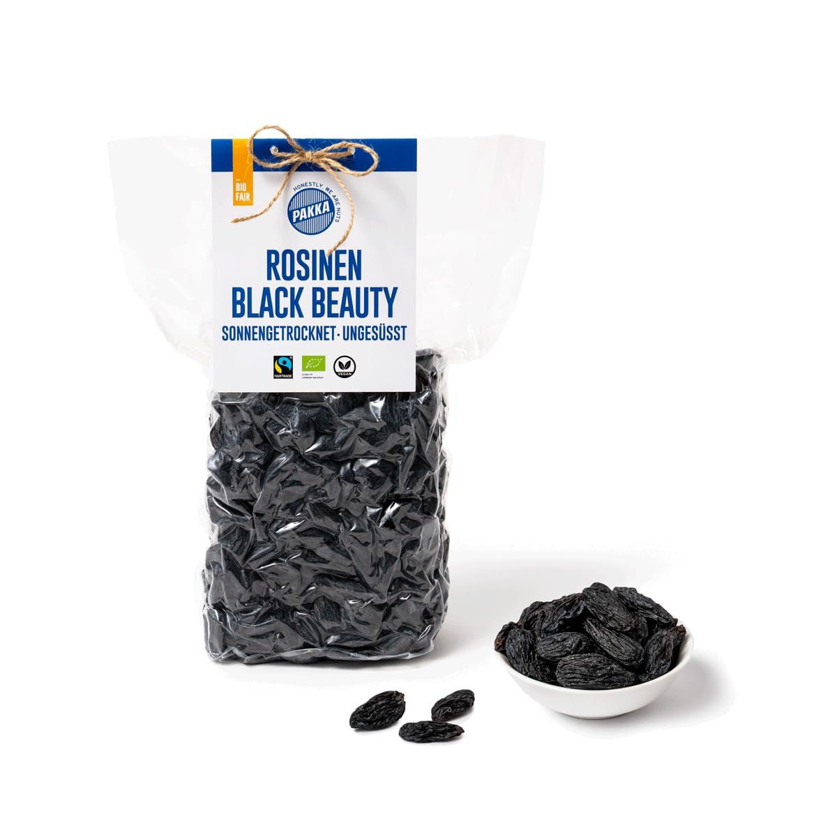 PAKKA - Organic Fairtrade Black Beauty Raisins 600gr, struguri organici, fără semințe, negri, uscați la soare, fără ulei, deci lipicioși, nesulfurați, direct de la micii fermieri din Samarkand în Uzbekistan Produse deshidratate Naty Shop Varianta 1: 600 G (pachet de 1)