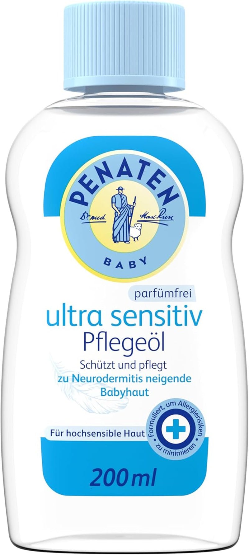 PENATEN Ultra Sensitive Care Cream Face & Body (100ml) cremă de față și de corp pentru bebeluși fără parfum, cremă hidratantă protectoare și hrănitoare pentru pielea foarte sensibilă a bebelușilor predispuși la neurodermatită Copii - Baie si Skincare Naty Shop 200 Ml (1 pachet) Ulei de îngrijire ultra-sensibil