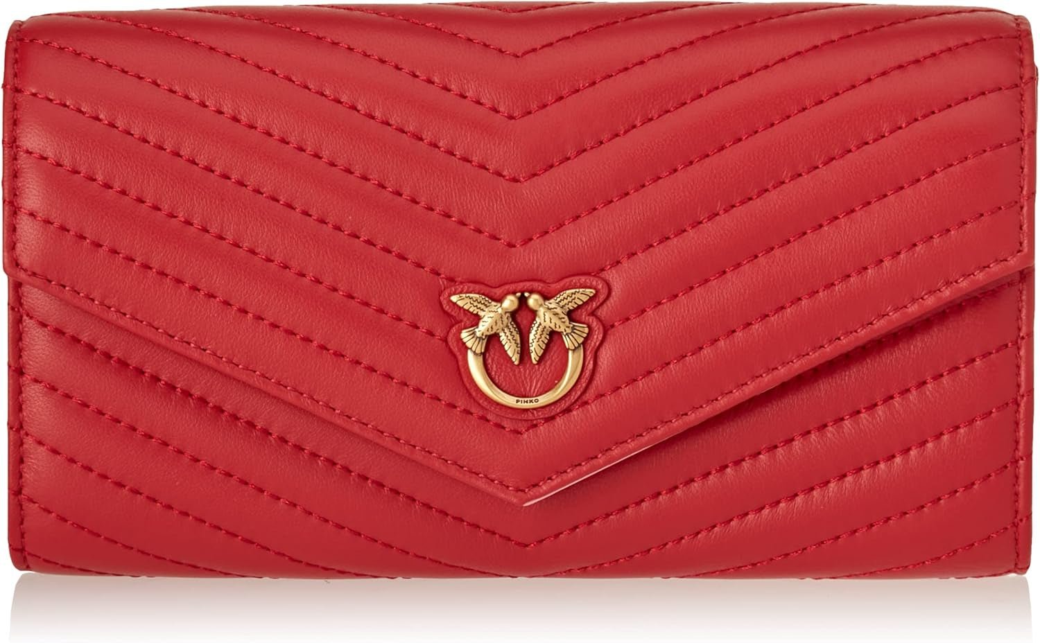 Pinko Ladies Compact Wallet L Sheep Nappa C Portofel accesorii de călătorie Portofel Femei Naty Shop R41Q_Red-Aur antic Lungime di 19Cm