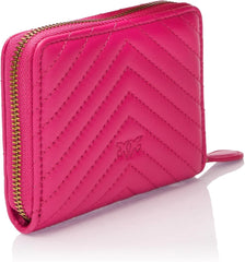Pinko Women's Taylor Zip Around Sheep Nappa Chevron Travel Accessories Wallet Portofel Femei Naty Shop
