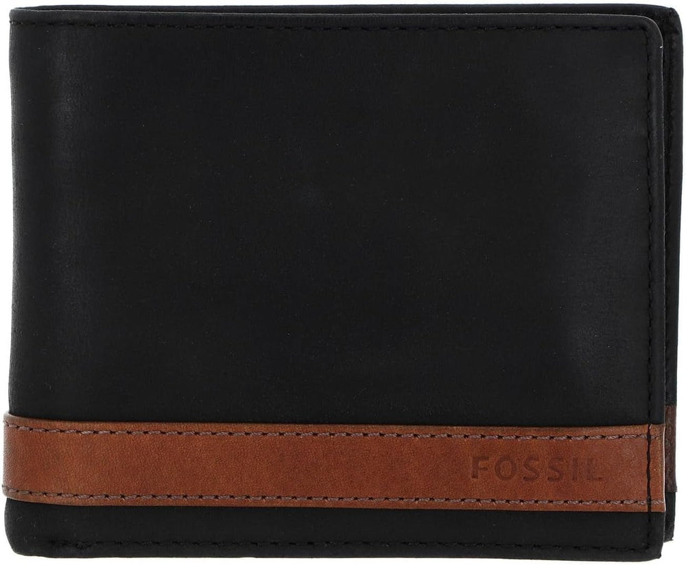 Portofel bifold din piele Quinn pentru bărbați Fossil 11,43 cm L x 2,54 cm l x 9,525 cm H Portofel Barbati Naty Shop Negru