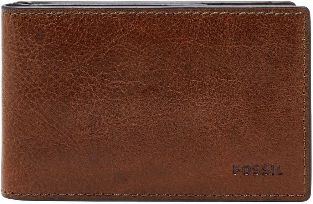 Portofel bifold Fossil Andrew din piele pentru bărbați 11,5 cm L x 1,9 cm l x 7,7 cm H Portofel Barbati Naty Shop Maro