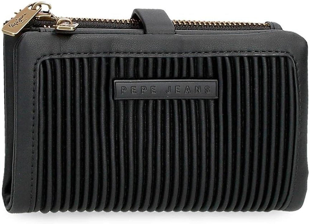 Portofel Pepe Jeans Aurora trei compartimente negru 17.5 x 9.5 x 2 cm piele artificială Portofel Femei Naty Shop Negru Portofoliu 15