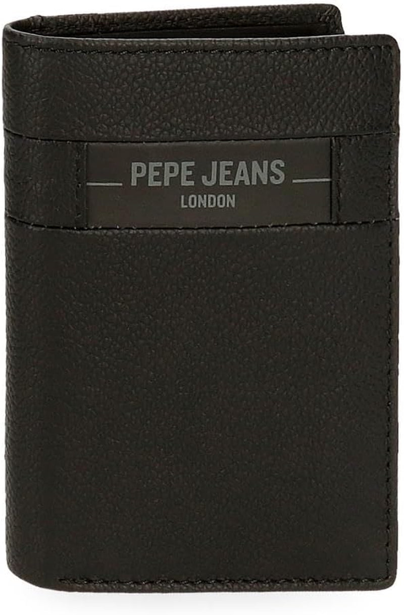 Portofele și portmonee Pepe Jeans Checkbox din piele de vacă, negru, maro, albastru și gri Portofel Barbati Naty Shop Negru Portofel vertical