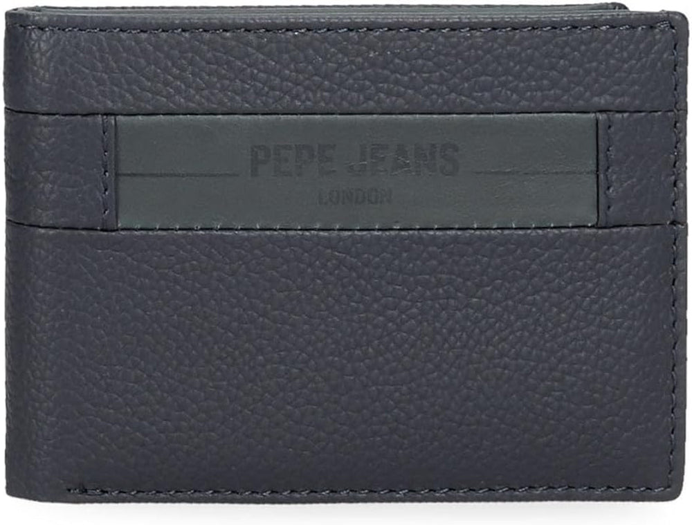 Portofele și portmonee Pepe Jeans Checkbox din piele de vacă, negru, maro, albastru și gri Portofel Barbati Naty Shop Albastru Checkbox portofel