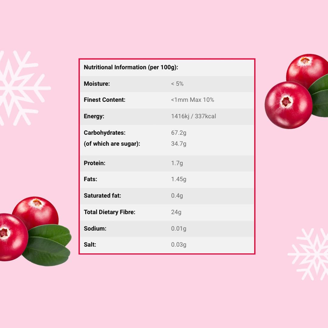 Pudră de merișor liofilizată 250g - Pudră de fructe liofilizate - Pudră de merișor liofilizată pentru coacere, smoothie și muesli - Pudră de merișor 100% naturală fără aditivi Produse deshidratate Naty Shop