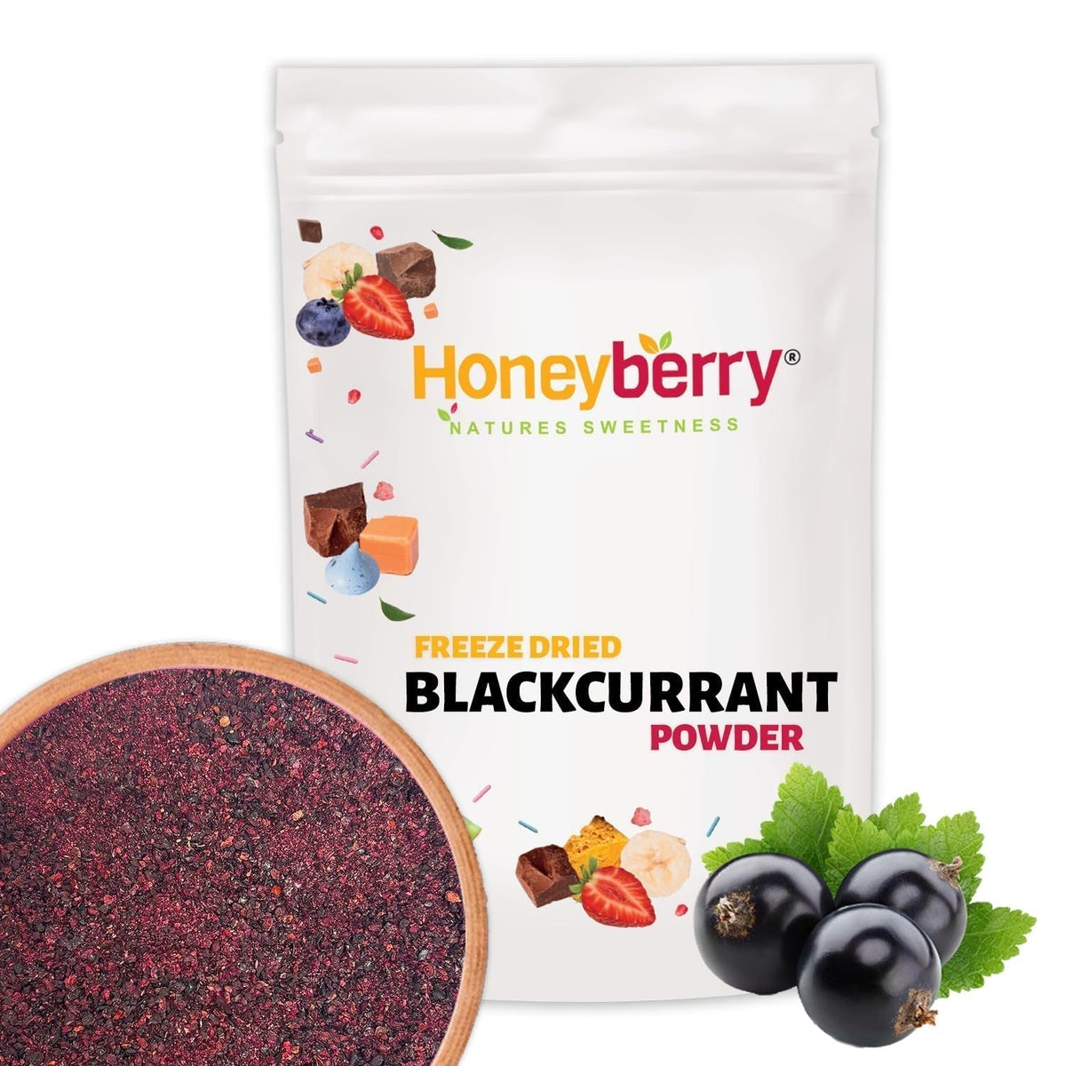 Pulbere de coacăze negre liofilizate 100g - Pulbere de fructe liofilizate - Pulbere de coacăze negre pentru smoothie-uri și coacere - Pulbere naturală de coacăze negre fără aditivi Produse deshidratate Naty Shop 100G