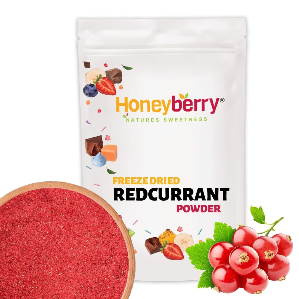 Pulbere de coacăze roșii liofilizate 100g - Pulbere de fructe liofilizate - Pulbere de coacăze roșii pentru smoothie-uri și coacere - Pulbere naturală de fructe de pădure fără aditivi Produse deshidratate Naty Shop 100G