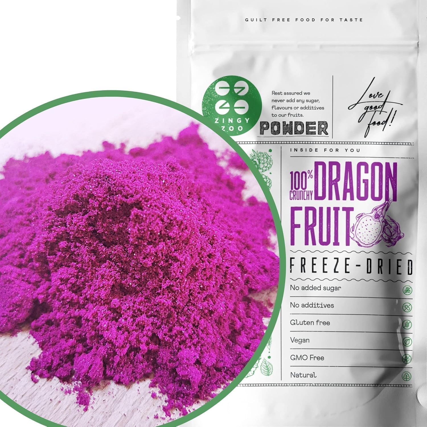 Pulbere de fructe de dragon | XL 300g Pulbere de Pitaya roz uscată prin congelare | Pitaya roșie | Pulbere de fructe de dragon Pitahaya | Smoothie Bowl Powder pentru Matcha Iced Tea Pink Latte | Pulbere de fructe de dragon uscată prin congelare Produse deshidratate Naty Shop 500 G (1 pachet)