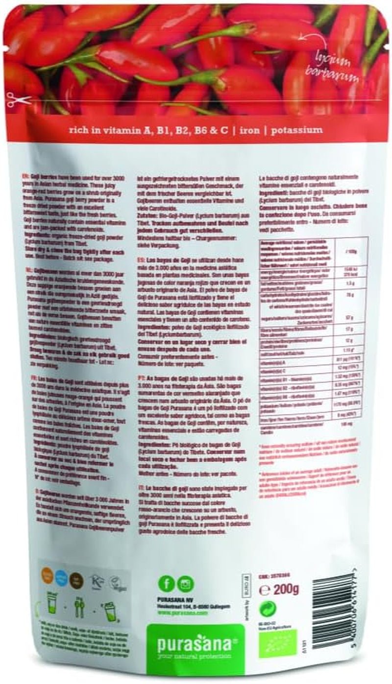 Purasana goji berry pulbere din Tibet sub cultivare organică controlată (200g) calitate alimentară brută Produse deshidratate Naty Shop