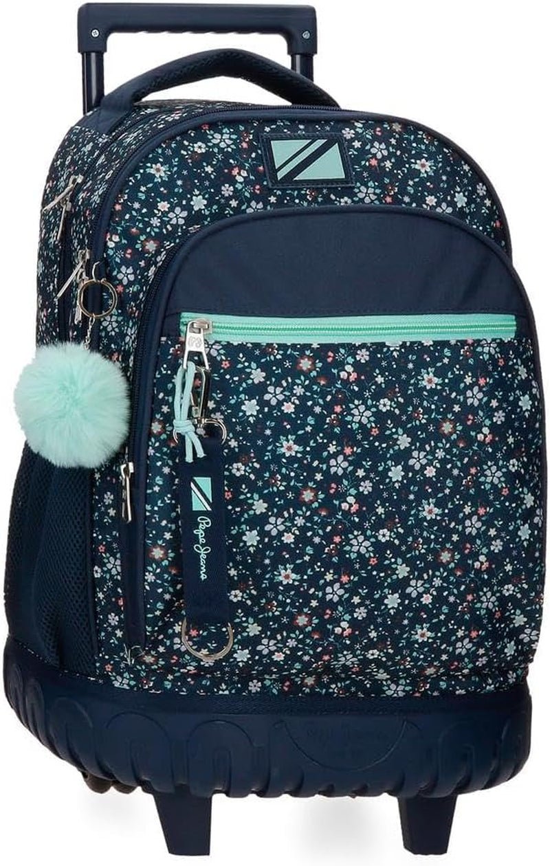 Rucsac școlar Pepe Jeans Alenka cu troler, albastru, 30 x 40 x 12 cm, poliester, 14,4 l, albastru, rucsac școlar cu troler Rucsacuri si ghiozdane premium Naty Shop Rucksack Mit Rollen