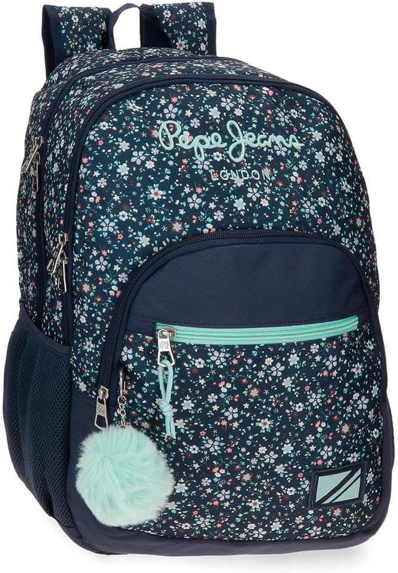 Rucsac școlar Pepe Jeans Alenka cu troler, albastru, 30 x 40 x 12 cm, poliester, 14,4 l, albastru, rucsac școlar cu troler Rucsacuri si ghiozdane premium Naty Shop Pepe Jeans Rucksack