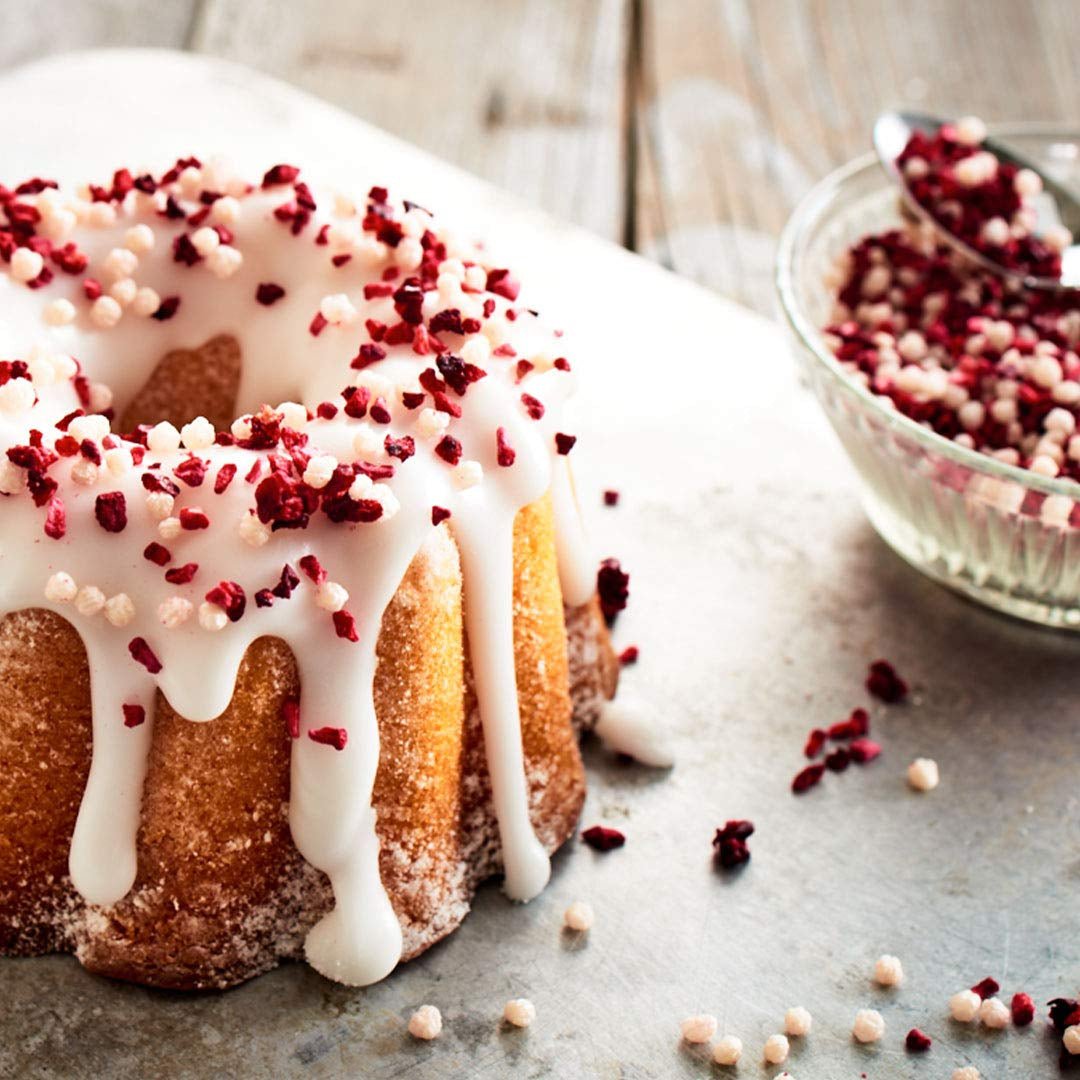 RUF Topping natural cu zmeură, cireșe, chipsuri de orez, fără aditivi artificiali, amestec de fructe pentru terci și produse de patiserie, fără gluten, vegan, 15g (pachet de 3) Produse deshidratate Naty Shop