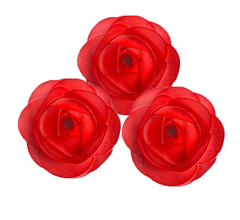Set 3 decoratiuni comestibile din vafa, Trandafiri rosii