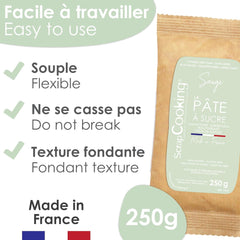 ScrapCooking - Pâte Ã Sucre Vert Sauge 250g - Colourant d'Origine Naturelle - Sans Gluten, Sans Huile de Palme - Pour Gâteaux, Pâtisseries Anniversaire - Vert Pastel - Fabriquée en France - 7621 Pasta de zahar Naty Shop