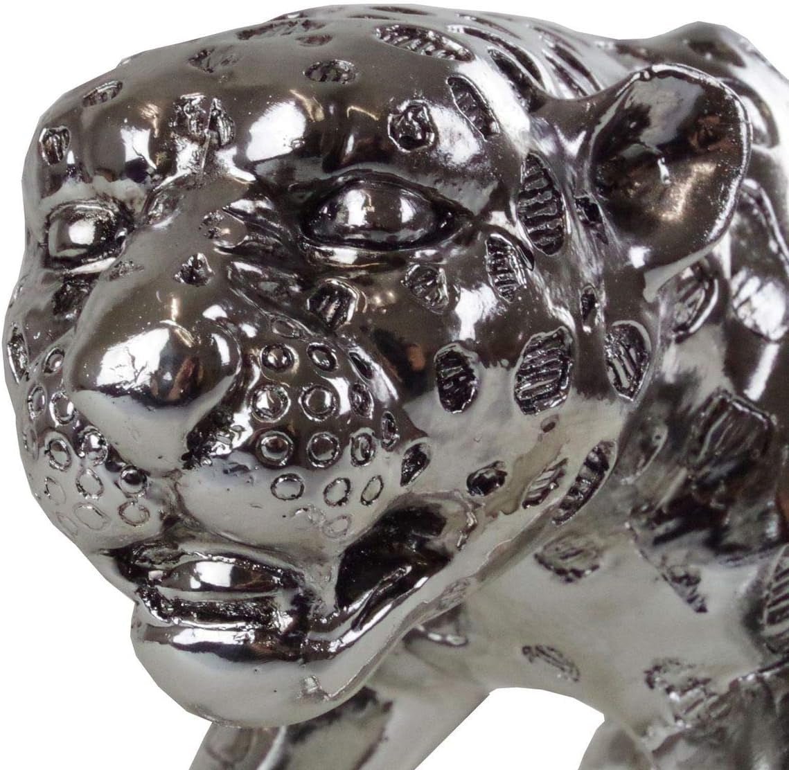 Sculptură decorativă Casablanca XL - Gpard Argintiu mat - Decor camera de zi - Lungime 80 cm Statuete si sculpturi Naty Shop