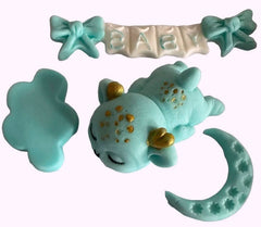 Set 4 decoratiuni comestibile din zahar, Botez Decoratiuni din Pasta de Zahar Nati Shop