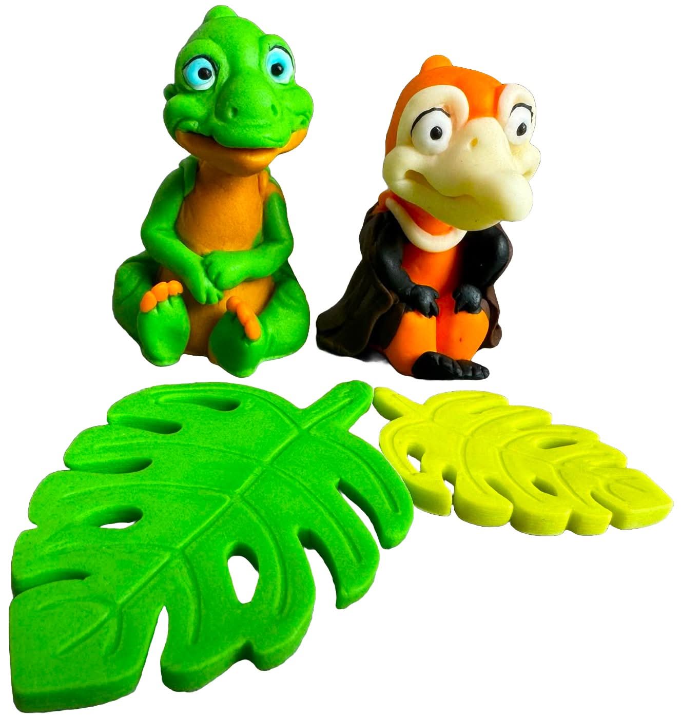 Set 4 decoratiuni comestibile din zahar, Dinozauri Decoratiuni din Pasta de Zahar Nati Shop