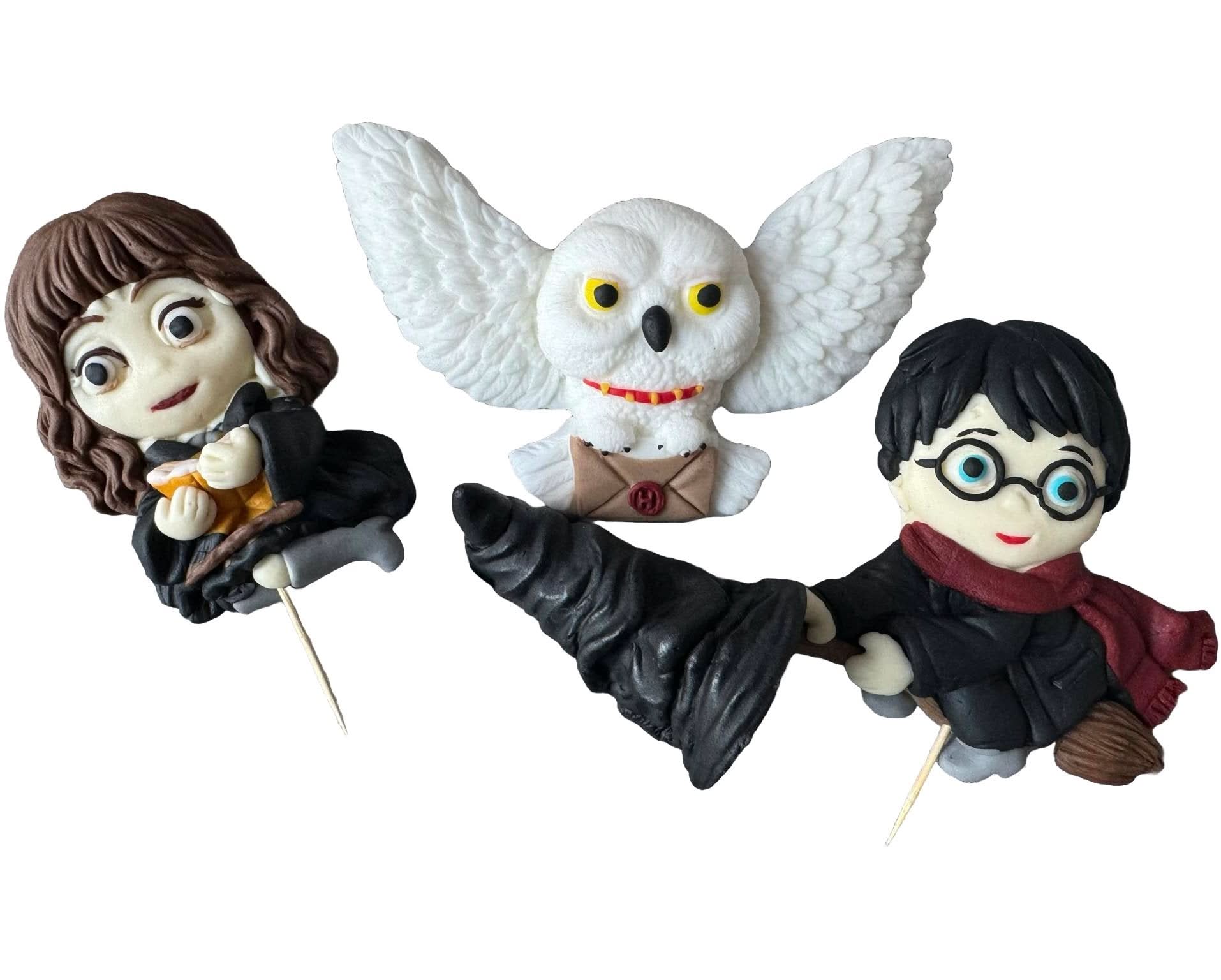 Set 4 decoratiuni comestibile din zahar, Harry Potter Decoratiuni din Pasta de Zahar Nati Shop