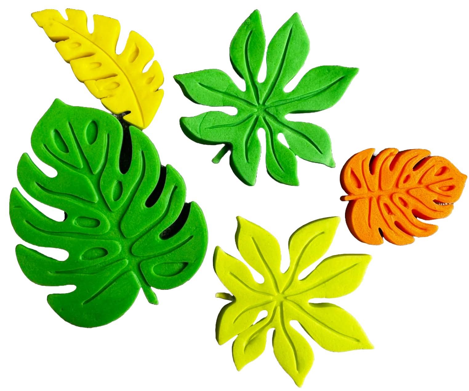 Set 5 decoratiuni comestibile din zahar, Frunze exotice Decoratiuni din Pasta de Zahar Nati Shop