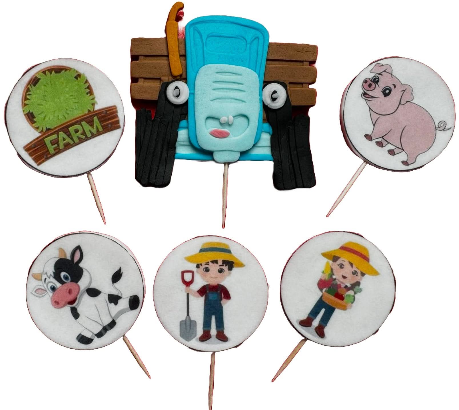 Set 6 decoratiuni comestibile din zahar, Ferma Decoratiuni din Pasta de Zahar Nati Shop