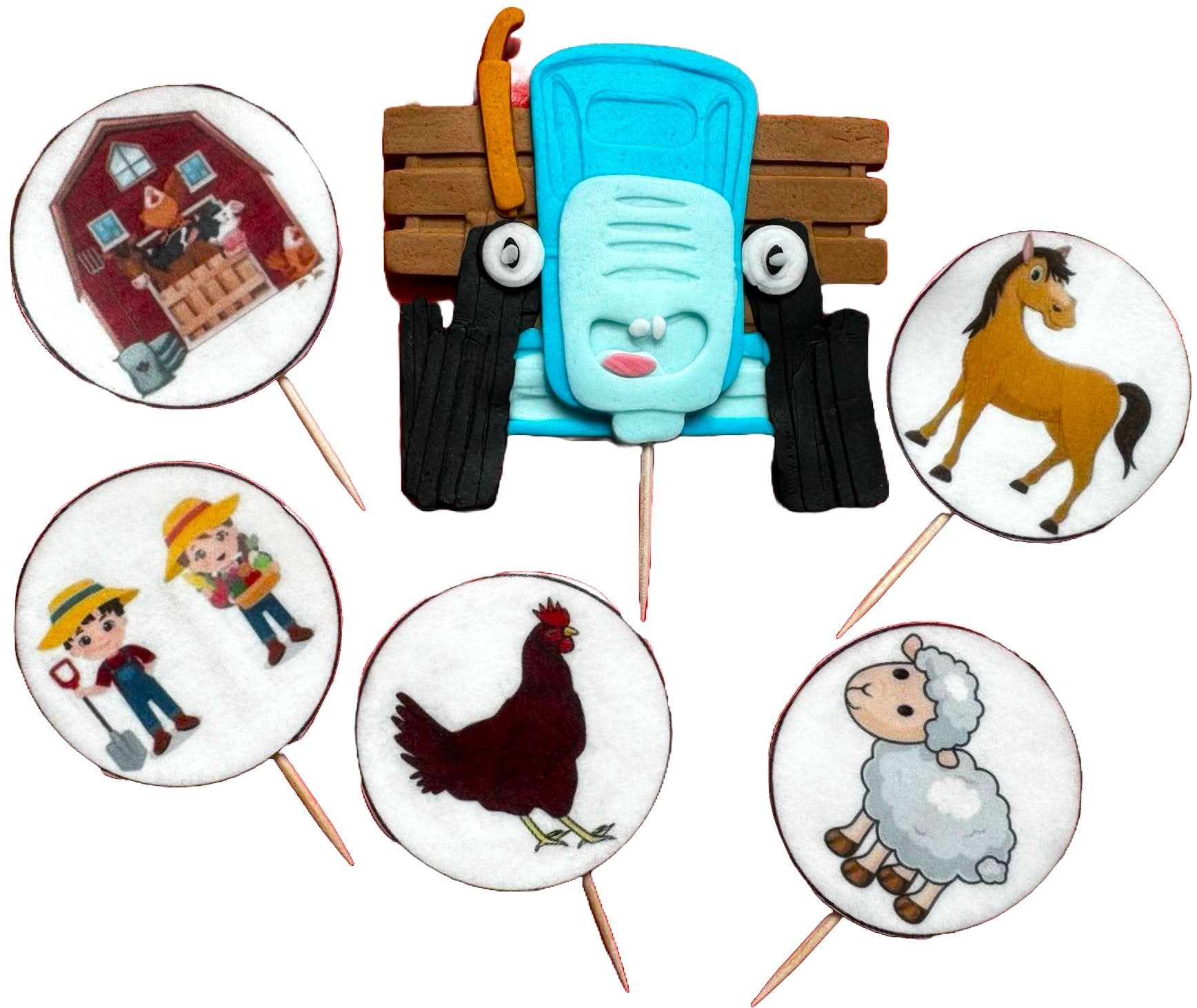 Set 6 decoratiuni comestibile din zahar, Ferma Decoratiuni din Pasta de Zahar Nati Shop