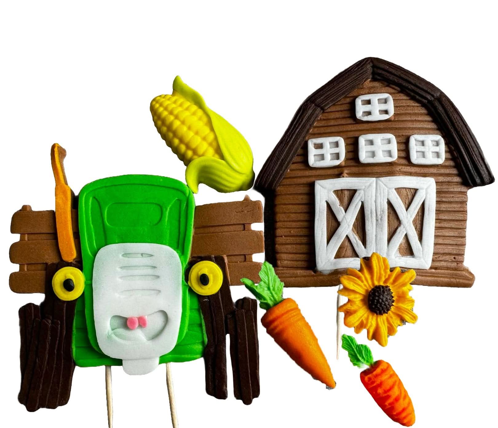 Set 6 decoratiuni comestibile din zahar, Ferma Decoratiuni din Pasta de Zahar Nati Shop