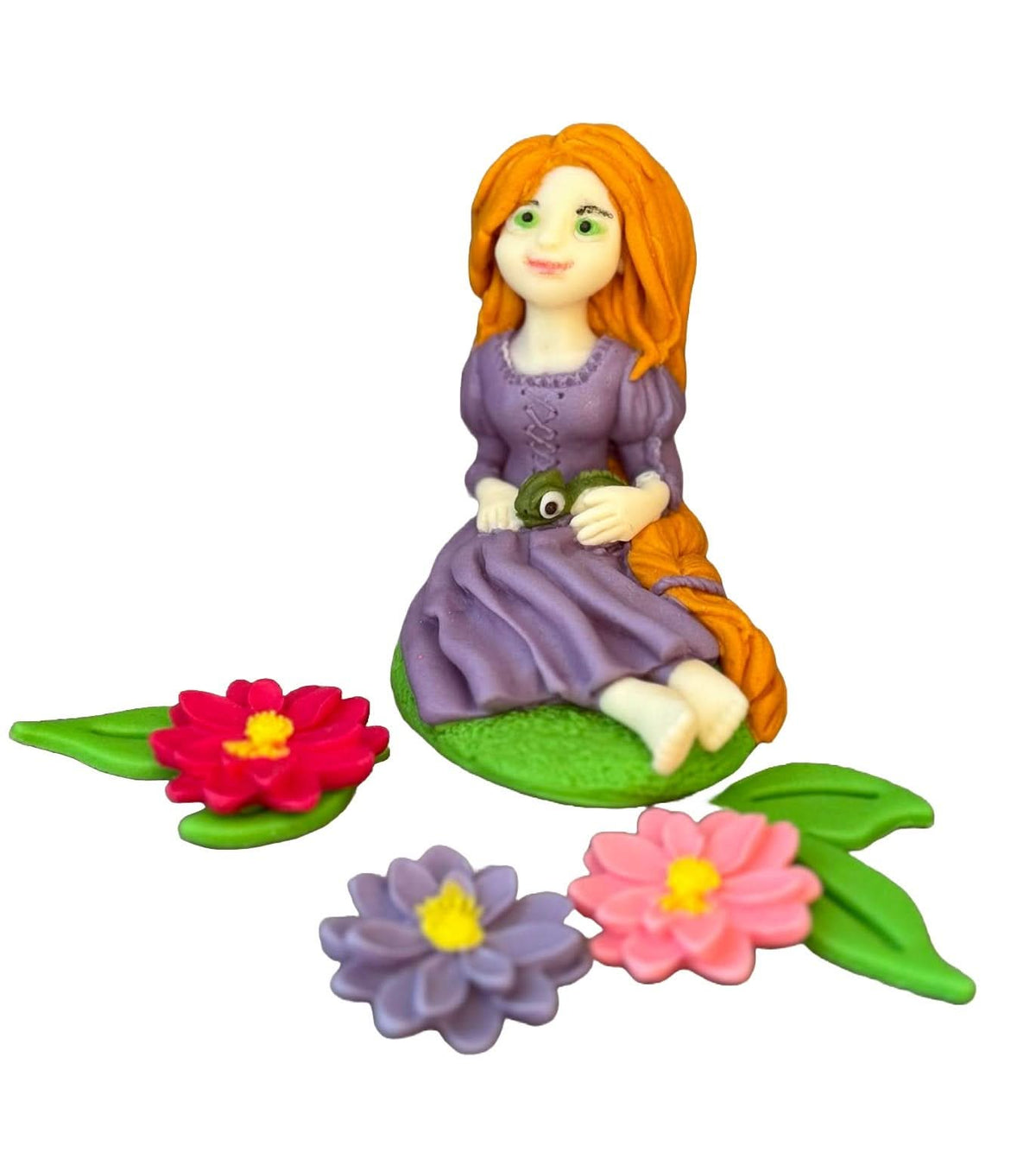 Set 6 decoratiuni comestibile din zahar, Rapunzel Decoratiuni din Pasta de Zahar Nati Shop